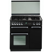 Rangemaster RMS90NGFBL/PDC 90cm Lidded Gasl Range Cooker,  Gloss Black / Chrome