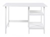 Allimo White Wooden Lacquered Desk with Open Shelving