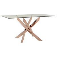 Allure Clear Glass & Rose Gold Dining Table