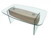 Alpha Clear Glass Coffee Table with Oak Feature