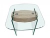 Alpha Clear Glass Lamp Table with Oak Feature