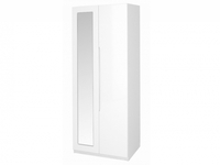 Alpine White High Gloss 2 Door Mirrored Wardrobe