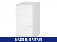 Alpine White High Gloss 3 Drawer Bedside Chest