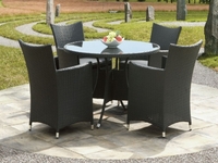 Amalfi Black Wicker 1.05m Round Dining Set
