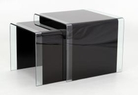 Angola Glass Nest of 2 Tables - Clear or Black (Table Colour: Black)
