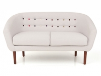 Anji Light Grey Fabric 2 Seater Sofa with Multi Coloured Buttons