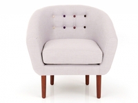 Anji Light Grey Fabric Armchair with Multi Coloured Buttons