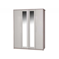 April 4 Door Mirrored Wardrobe Champagne & Sand Gloss
