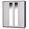 April 4 Door Mirrored Wardrobe Grey & Sand Gloss