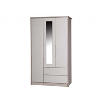 April Gloss 3 Door 2 Drawer Mirrored Wardrobe Champagne & Sand