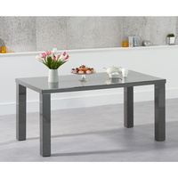 Ava Dark Grey Gloss Dining Table - Rectangular 120 - 200 cm Solid Hardwood (Size: Medium Table 160 cm)