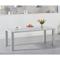 Ava Light Grey Gloss Dining Table - Rectangular 120 - 200 cm Solid Hardwood (Size: Large Table 180 cm)