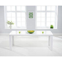 Ava White Gloss Rectangular Dining Table - 120 - 200 cm Solid Hardwood (Size: Extra Large Table 200 cm)