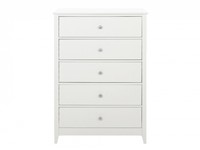 Ballimo White Wooden Lacquered 5 Drawer Chest