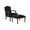 Baroque Armchair and Footstool - Various Colours (Colour: Black)