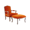 Baroque Armchair and Footstool - Various Colours (Colour: Burnt Orange)