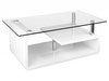 Bean White High Gloss & Clear Glass Coffee Table
