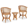 Becrux Rustic 3 Piece Garden Bistro Set Solid Teak Wood