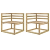 Becrux Garden Pallet Corner Sofas Green Impregnated Pinewood - Set of 2