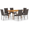 Becrux Large 7 Piece Garden Dining Set Brown