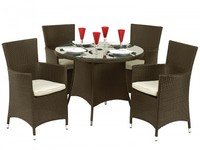 Cannes Round Rattan Dining Set with 4 Chairs