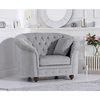 Casey Chesterfield Grey Plush Fabric Armchair