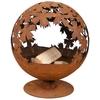 Castor Unique Esschert Design Fire Pit Laser Cut Leaves Rust