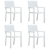 Castor White Plastic Wood Look Garden Chairs - Set of 4