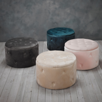 Cleo Velvet Storage Ottoman - Various Colours Available (Colour: Charcoal)