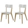Club Dining Chairs White Lacquered & Birch (Pair)