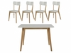 Club White & Birch Rectangular Dining Set with White Chairs