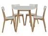 Club White & Birch Round Dining Set with 4 White Chairs