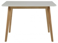 Club White Lacquered Rectangular Dining Table with Birch Legs