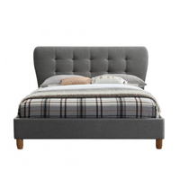 Cologne Grey Retro Fabric Bed Frame (Bed Size: Small Double)