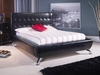Comet Black Faux Leather Bed with Buttoned Headboard