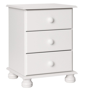 Copenhagen 3 Drawer Bedside White