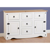Corona Large Sideboard 2 Doors 5 Drawers In White/Pine