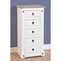 Corona White 5 Drawer Narrow Chest