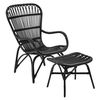 Cuba Rattan Armchair and Footstool (Colour: Black)