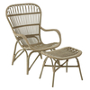 Cuba Rattan Armchair and Footstool (Colour: Grey)