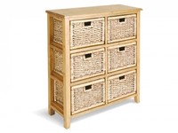 Cubano Vintage Pine Chest with 6 Basket Drawers