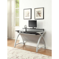 Curve Desk Black Glass & Grey Finish 90 cm