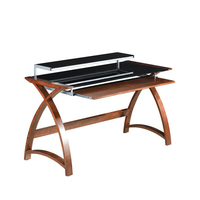 Curve Desk Black Glass & Walnut Finish 130 cm