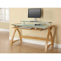 Curve Desk Frosted Glass & Oak Finish 130 cm