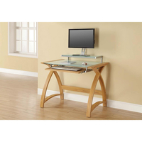 Curve Desk Oak Veneer & Frosted Glass 90 cm