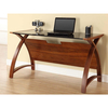 Curve Laptop Table Black Glass & Walnut Finish 130 cm