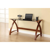 Curve Laptop Table Black Glass & Walnut Finish 90 cm