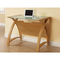 Curve Laptop Table Frosted Glass & Oak Finish 90 cm