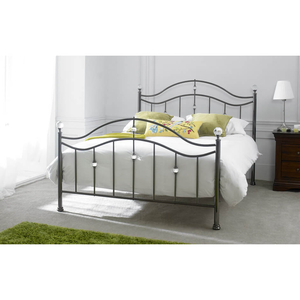 Cygnus Metal Bed Frame with Crystal Finials (Various Colours Available) (Bed Colour: Black Chrome,  Bed Size: King)
