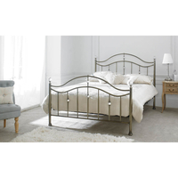 Cygnus Metal Bed Frame with Crystal Finials (Various Colours Available) (Bed Colour: Brass,  Bed Size: Double)